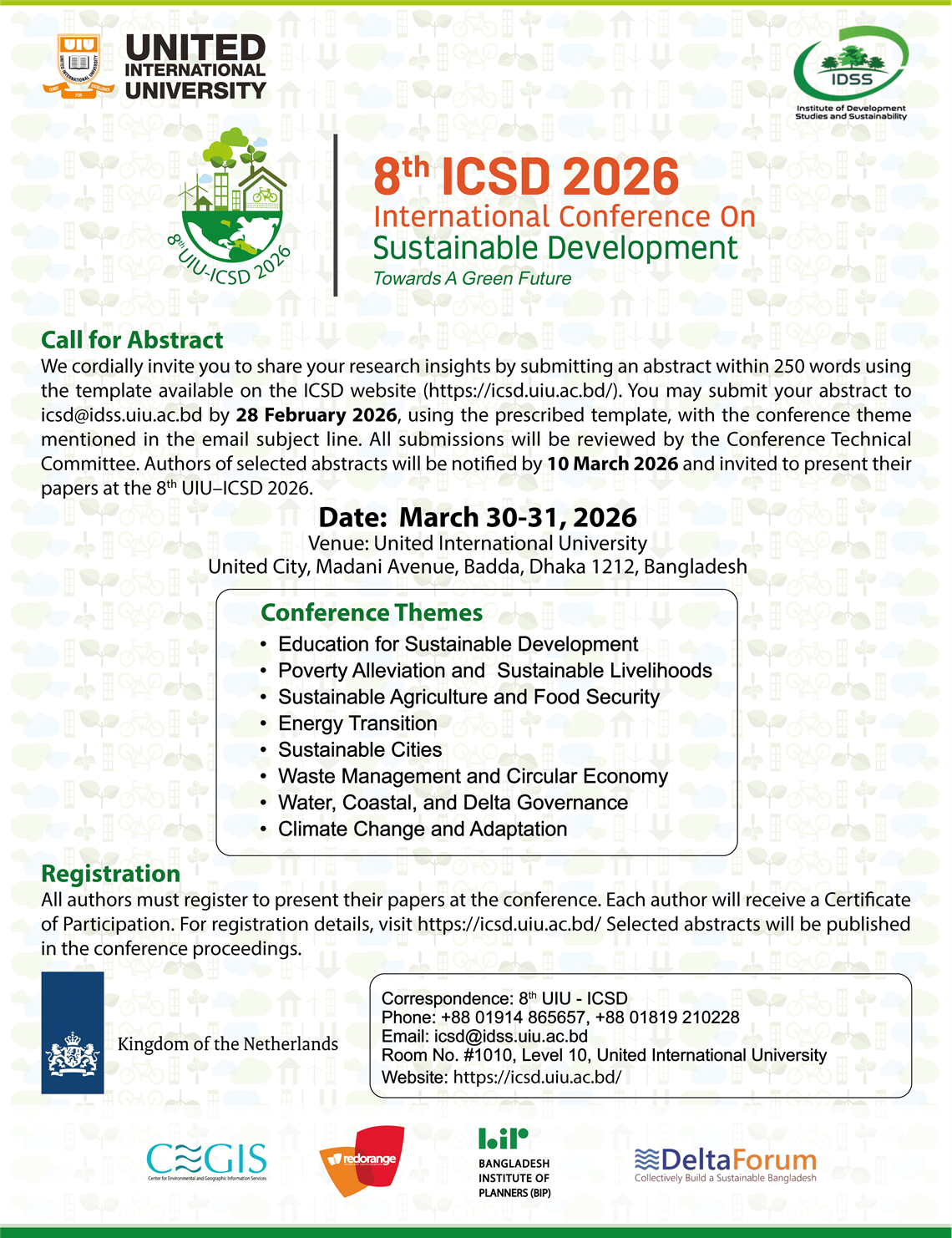 8th International Conference on Sustainable Development 2026 at UIU